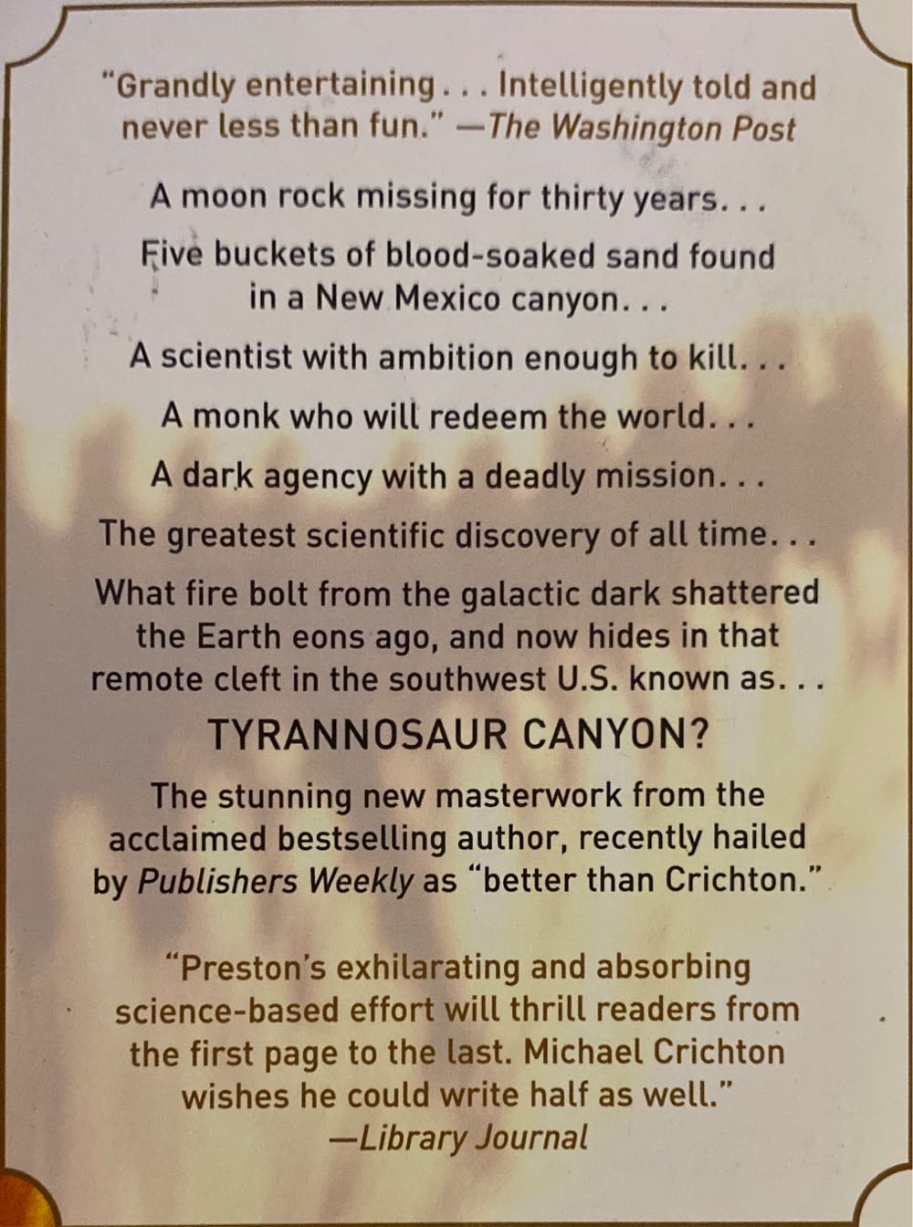 Tyrannosaur Canyon - Douglas Preston (Forge - Paperback) book collectible [Barcode 9780765349651] - Main Image 2