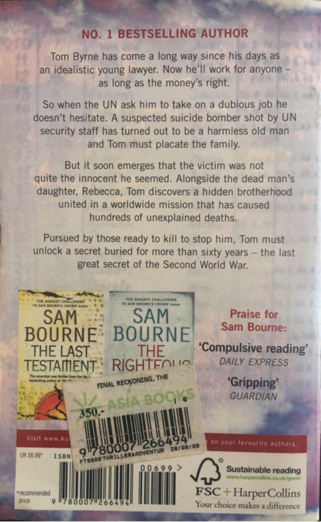 The Final Reckoning - Sam Bourne (HarperCollins - Paperback) book collectible [Barcode 9780007266494] - Main Image 2