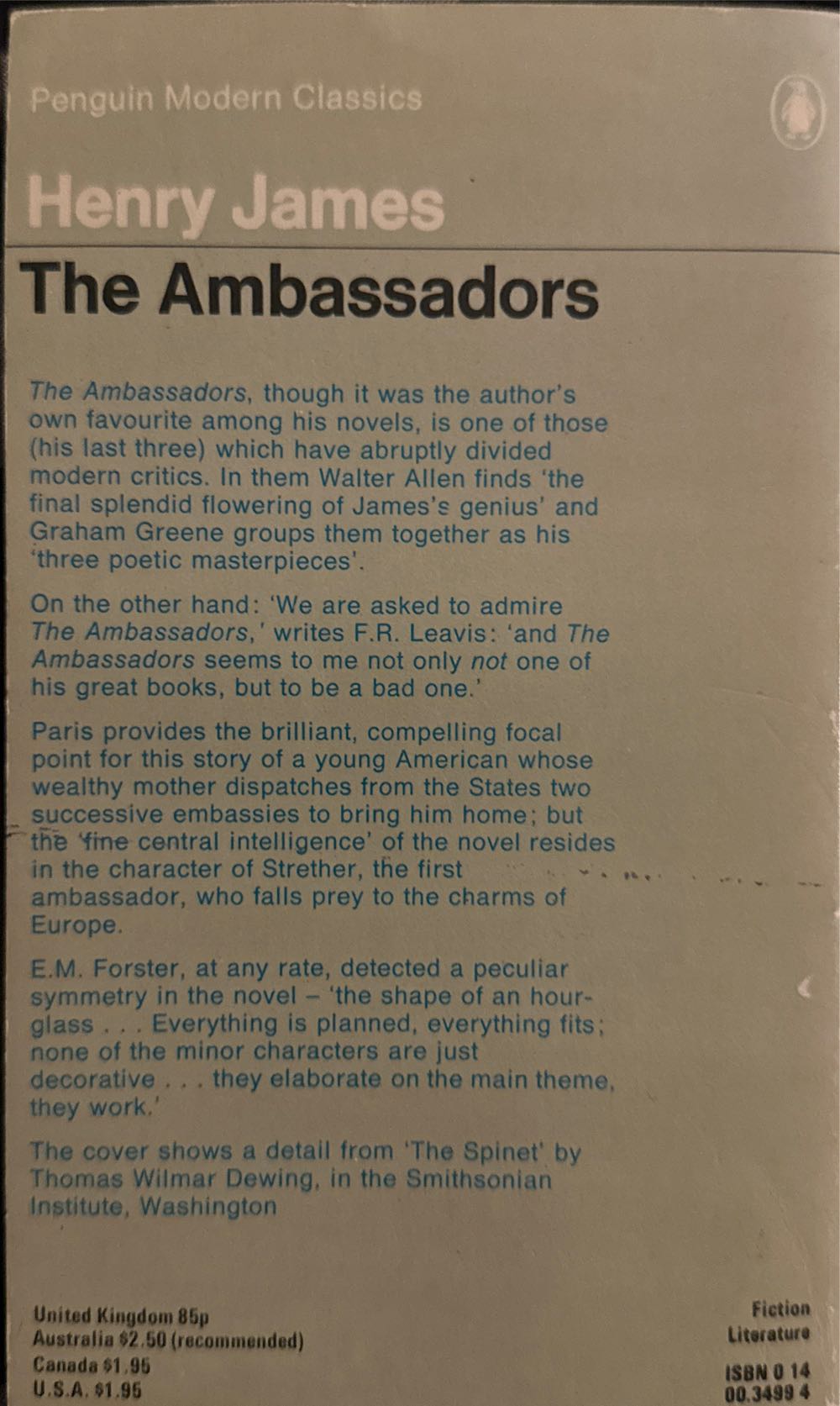 The Ambassadors - Henry James (Penguin Modern Classics - Paperback) book collectible [Barcode 9780140034998] - Main Image 2