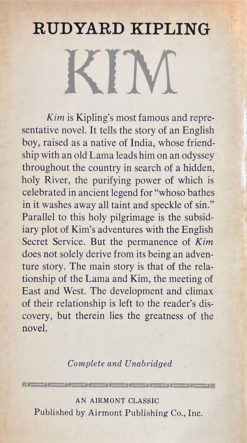 Kim - Rudyard Kipling (Airmont Classic Series - Paperback) book collectible - Main Image 2