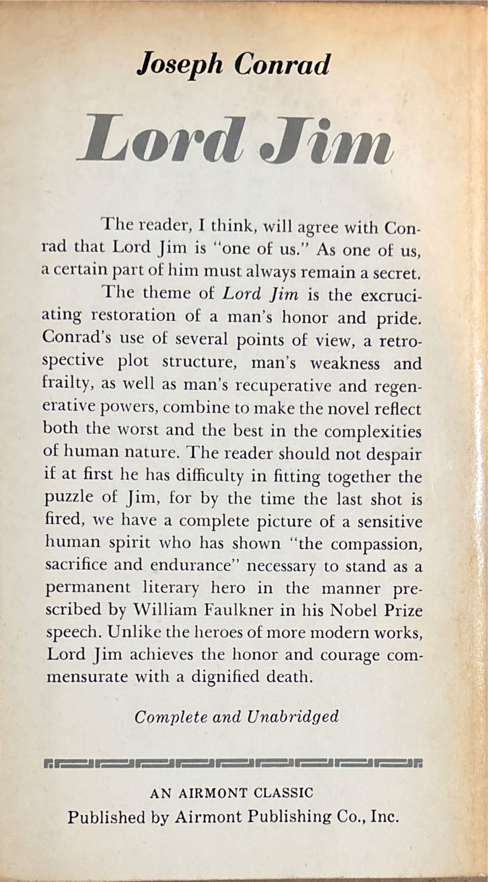 Lord Jim - Joseph Conrad (Airmont Classic Series - Paperback) book collectible - Main Image 2