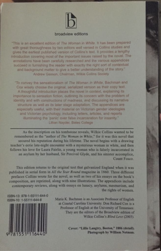 The Woman In White - Wilkie Collins (Broadview Press - Paperback) book collectible [Barcode 9781551116440] - Main Image 2