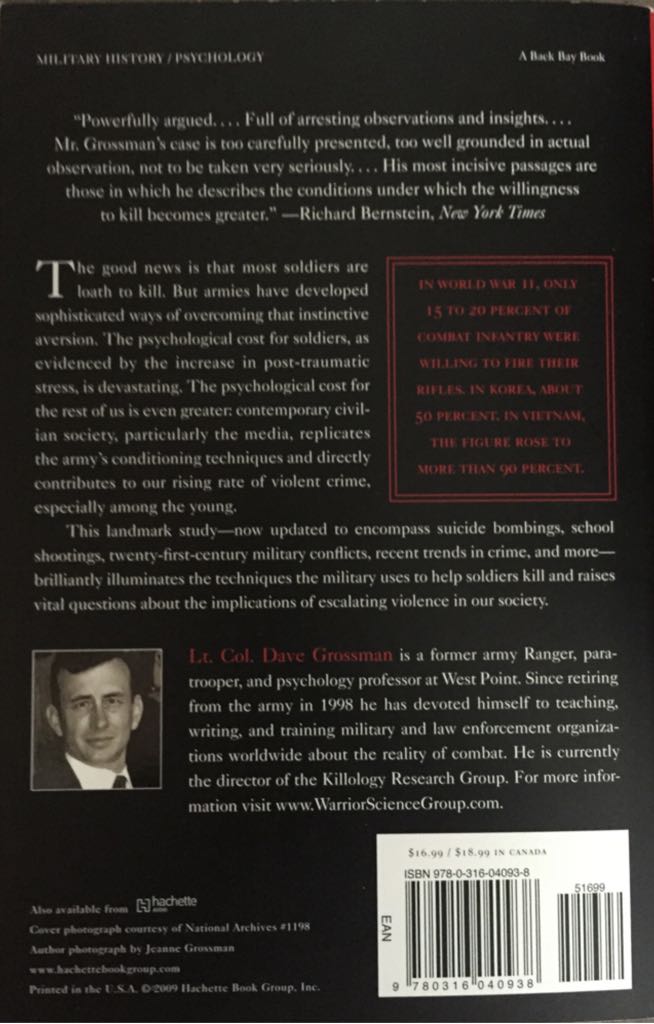 On Killing - Dave Grossman (Back Bay Books - Kindle) book collectible [Barcode 9780316040938] - Main Image 2