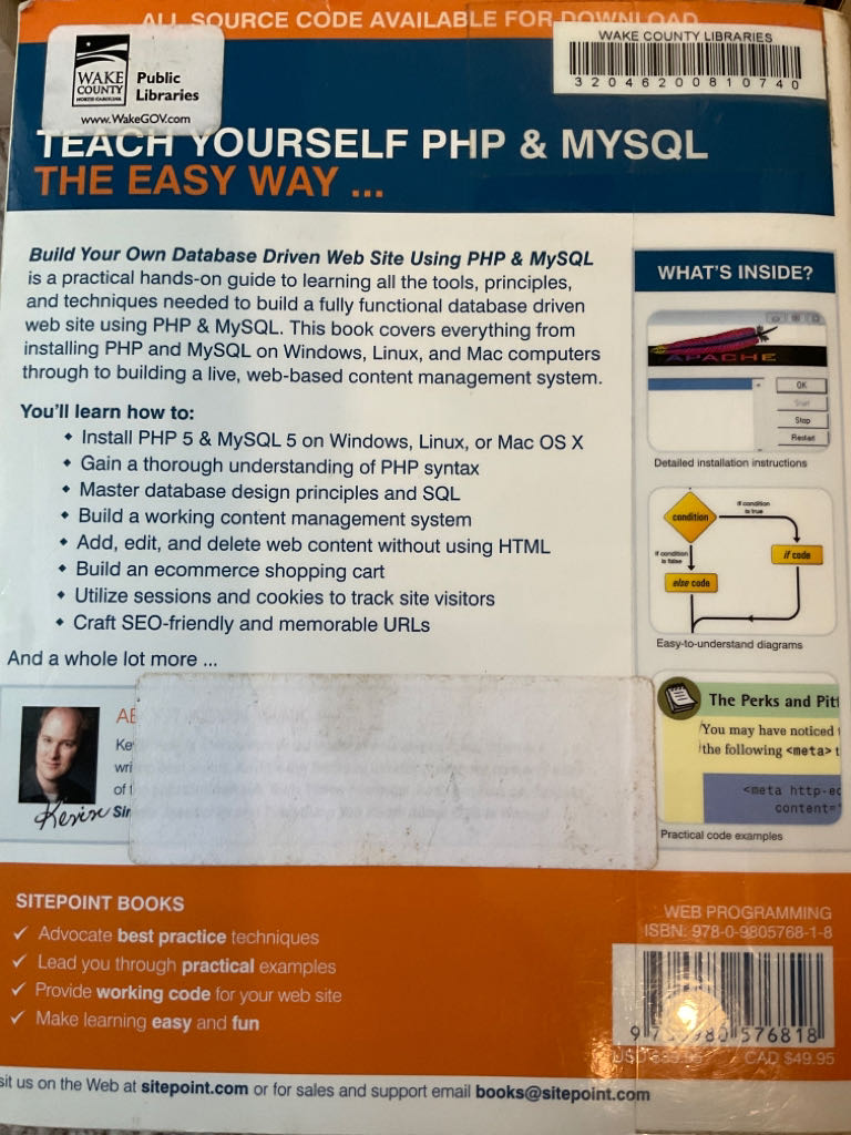 Build Your Own Database Driven Web Site Using PHP and MySQL -978-0-9805768-1-8 () - Kevin Yank (SitePoint - Trade Paperback) book collectible [Barcode 9780980576818] - Main Image 2