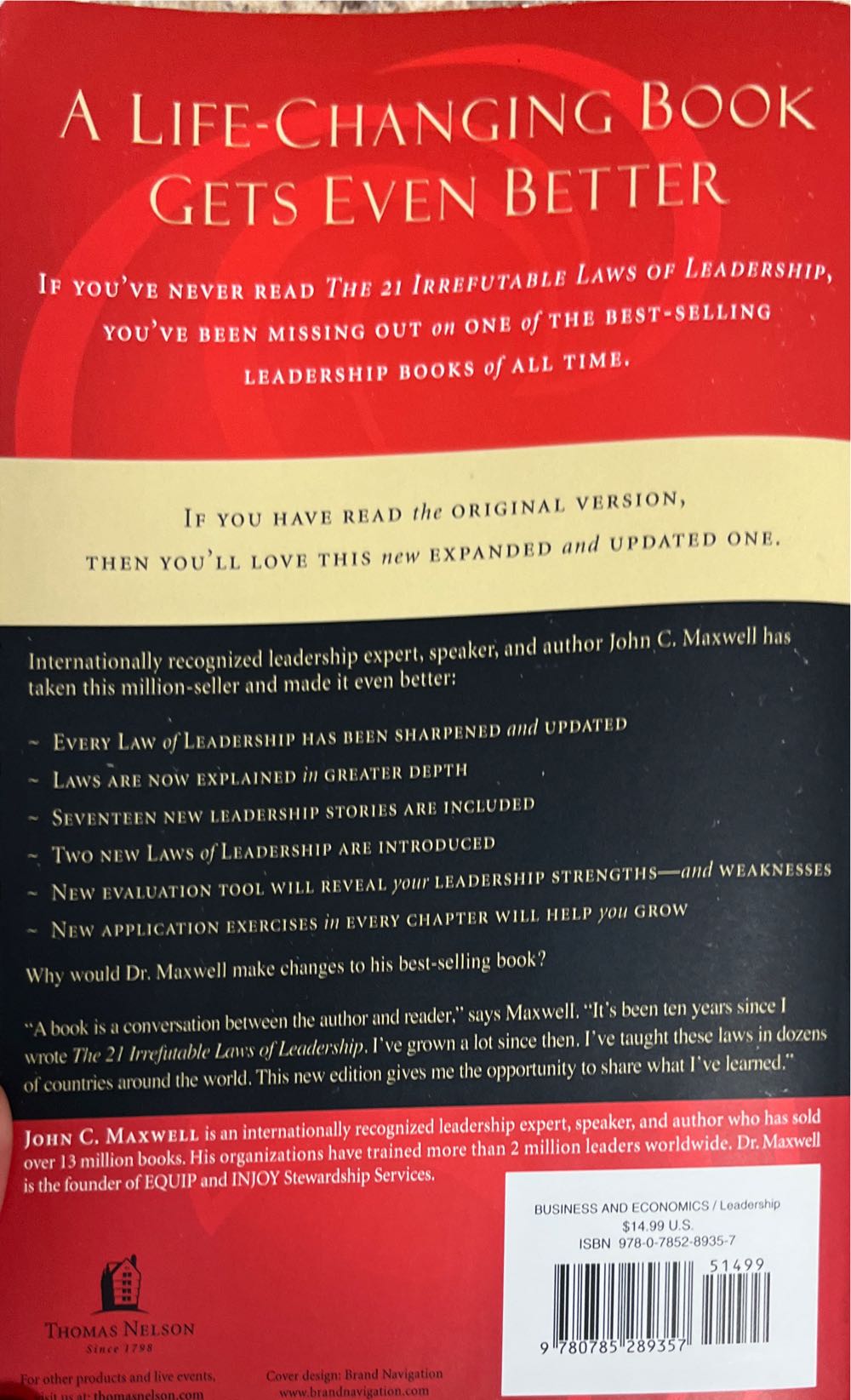 The 21 Irrefutable Laws of Leadership - John C. Maxwell (Thomas Nelson - Hardcover) book collectible [Barcode 9780785289357] - Main Image 2