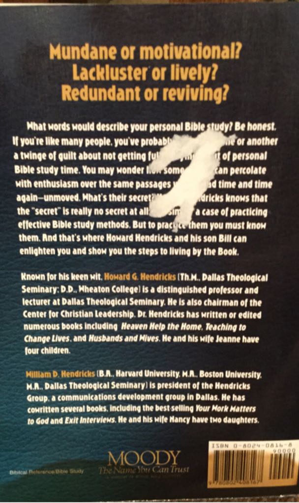 Living By the Book - Howard G. Hendricks (- Paperback) book collectible [Barcode 9780802408167] - Main Image 2