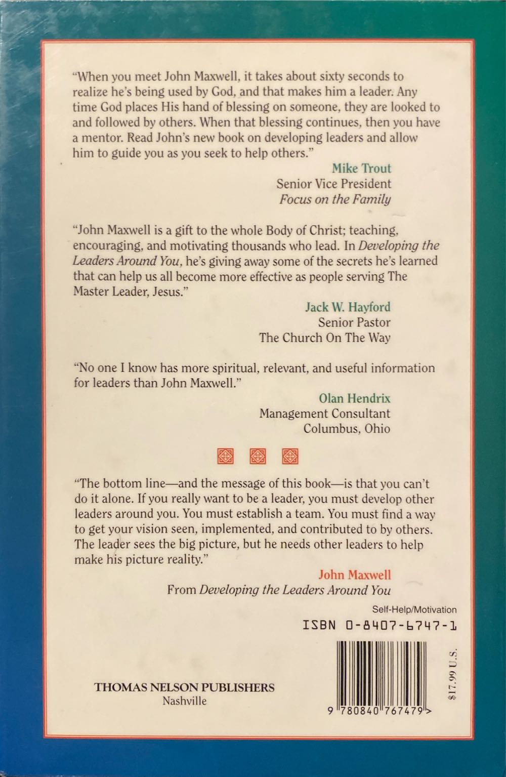 Developing the Leaders Around You - John C. Maxwell (Thomas Nelson Inc - Hardcover) book collectible [Barcode 9780840767479] - Main Image 2
