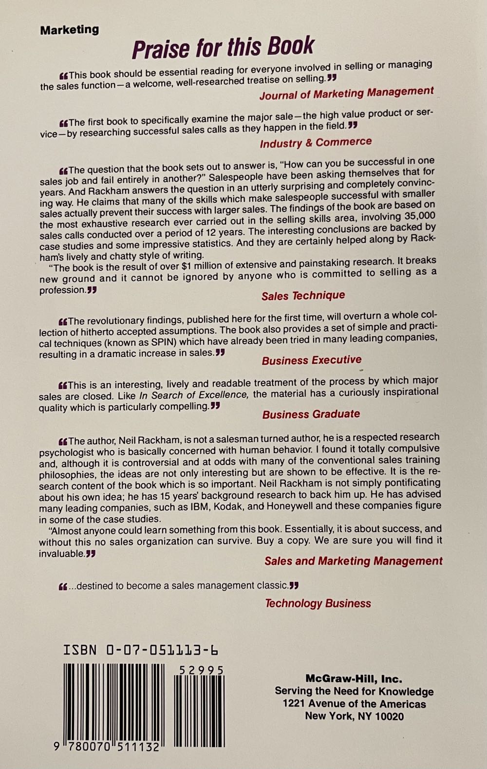 Spin Selling - Neil Rackham (HighBridge Audio; Abridged edition (May 26, 2000) - Hardcover) book collectible [Barcode 9780070511132] - Main Image 2