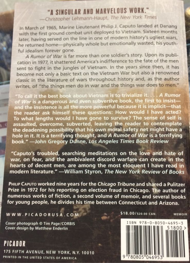 Rumor of War - Philip Caputo (Owl Books - Paperback) book collectible [Barcode 9780805046953] - Main Image 2