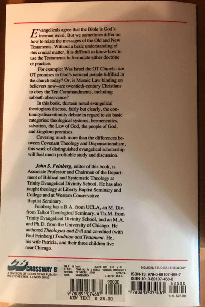 Continuity and Discontinuity - John Feinberg book collectible [Barcode 9780891074687] - Main Image 2