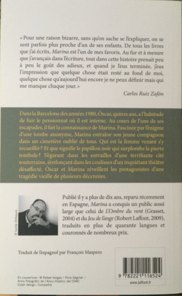 Marina - Carlos Ruiz Zafón (Robert Laffont - Paperback) book collectible [Barcode 9782221116524] - Main Image 2