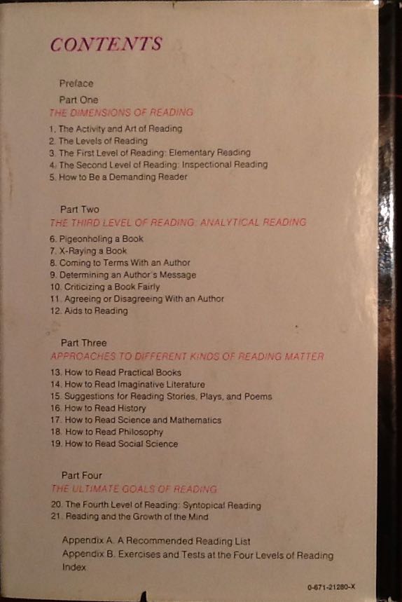 How to Read a Book - Mortimer J. Adler (Touchstone - Paperback) book collectible [Barcode 9780671212094] - Main Image 2