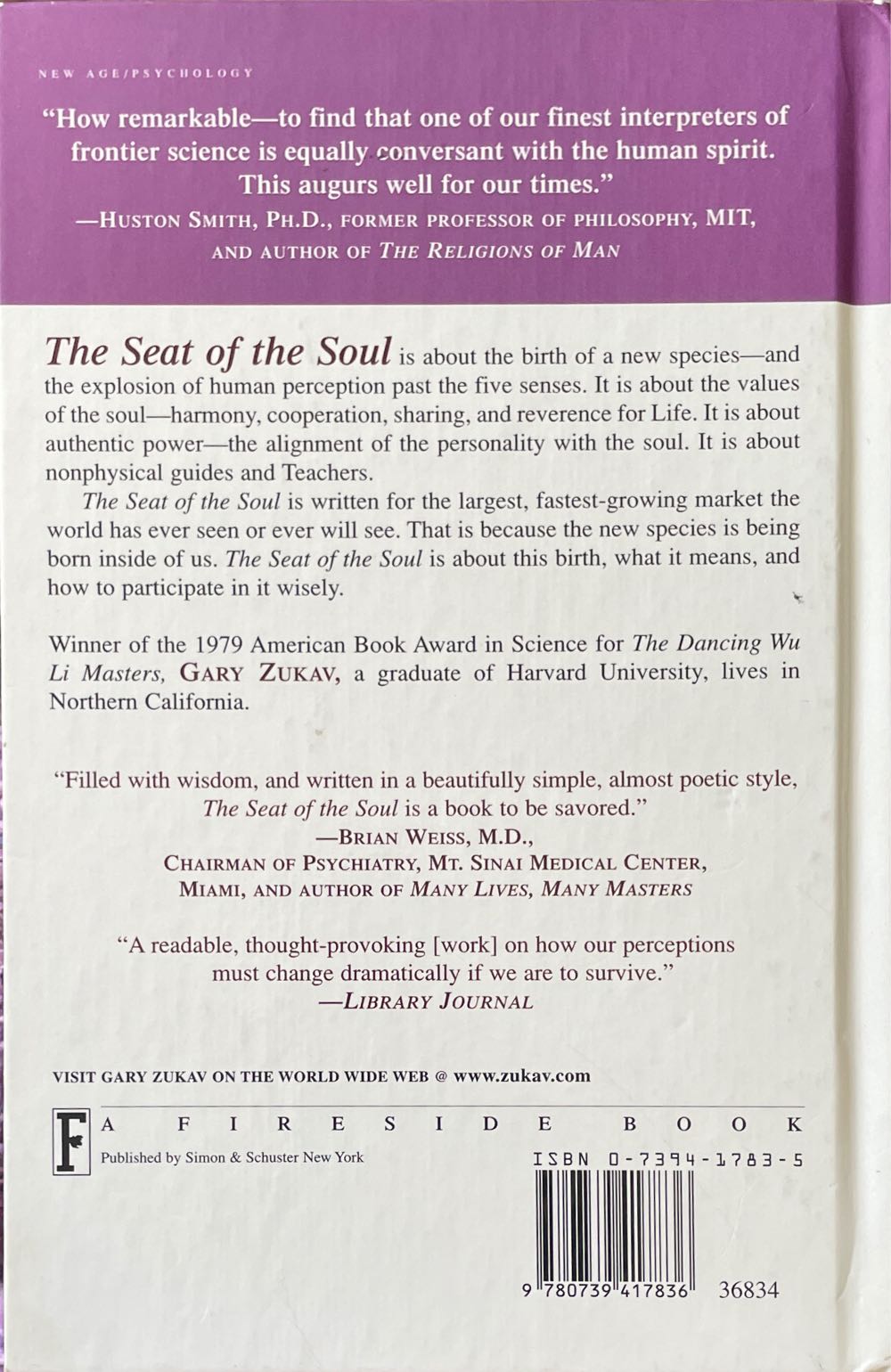 The Seat of the Soul - Gary Zukav (Simon & Schuster Inc - Hardcover) book collectible [Barcode 9780739417836] - Main Image 2