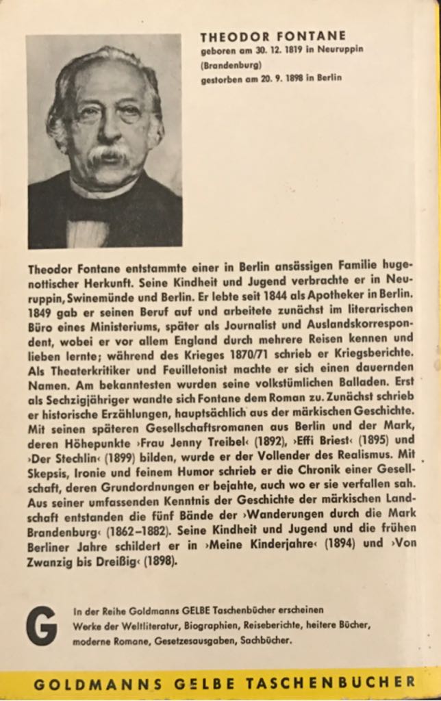 Effi Briest - Theodor Fontane (Goldmanns Gelbe Taschenbücher - Paperback) book collectible - Main Image 2