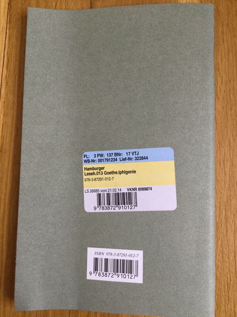Iphigenie auf Tauris - Johann Wolfgang book collectible [Barcode 9783872910127] - Main Image 2
