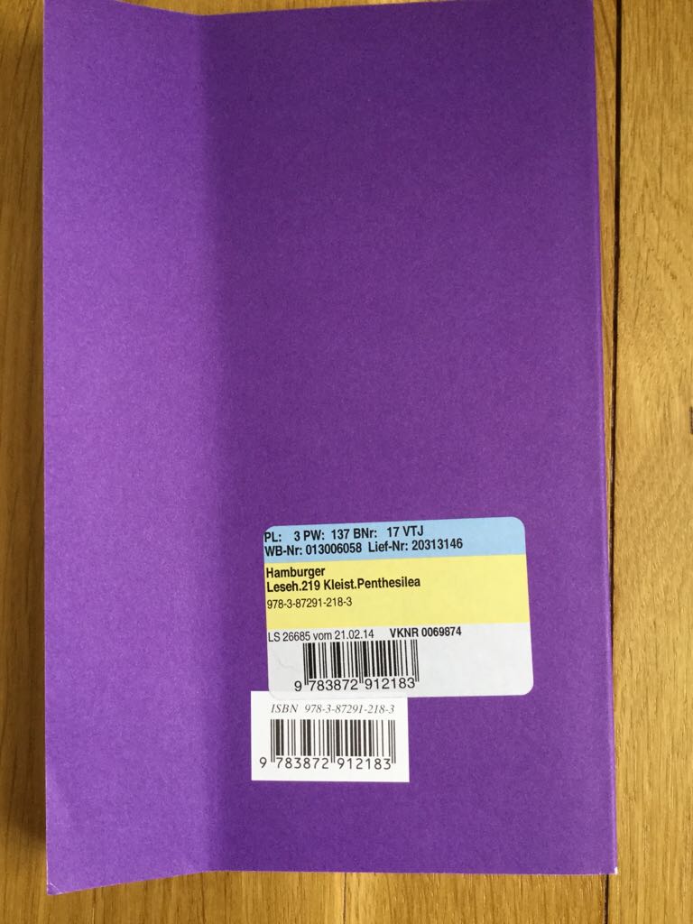 Penthesilea - Kleist, Heinrich book collectible [Barcode 9783872912183] - Main Image 2