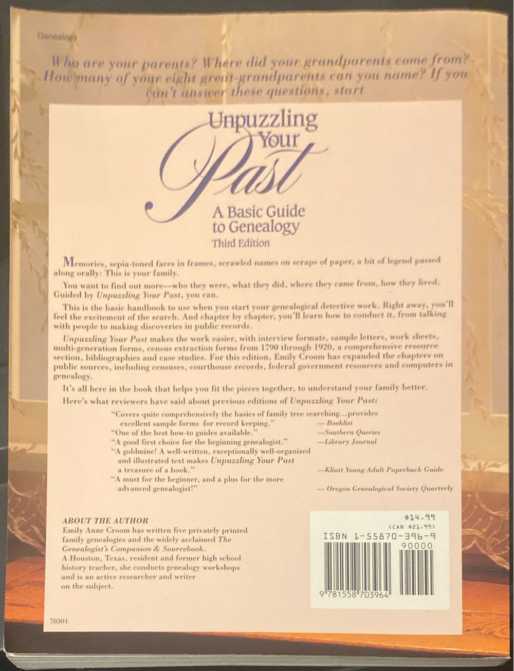 Unpuzzling Your Past - Anne Croom (Betterway Books - Trade Paperback) book collectible [Barcode 9781558703964] - Main Image 2