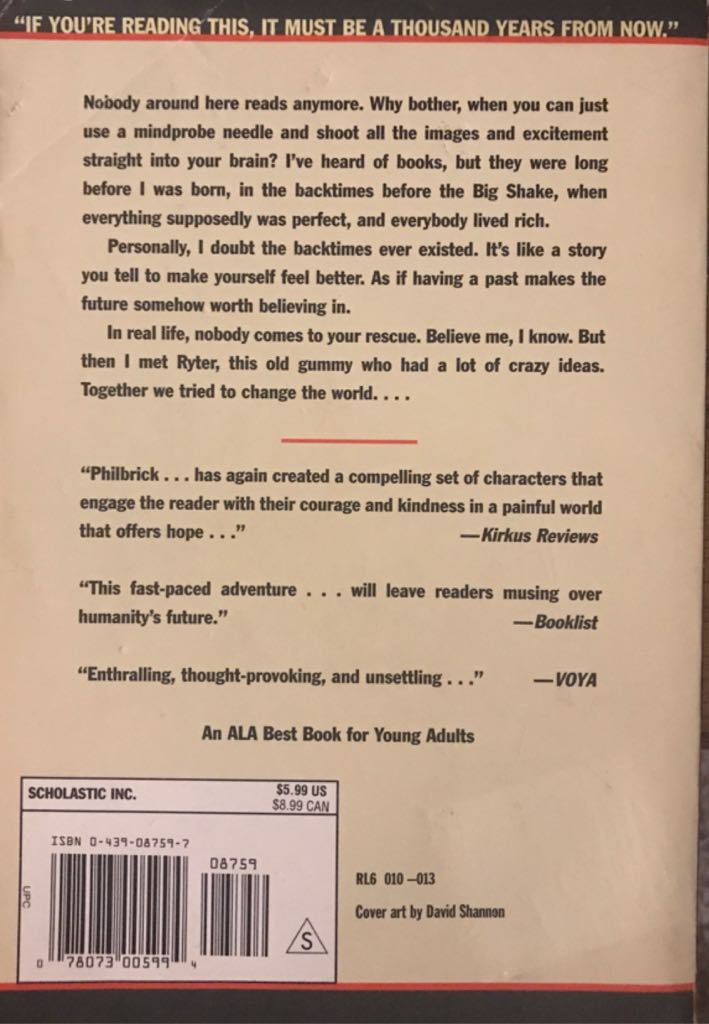 The Last Book in the Universe - Rodman Philbrick (Scholastic, Inc.  - Paperback) book collectible [Barcode 9780439087599] - Main Image 2