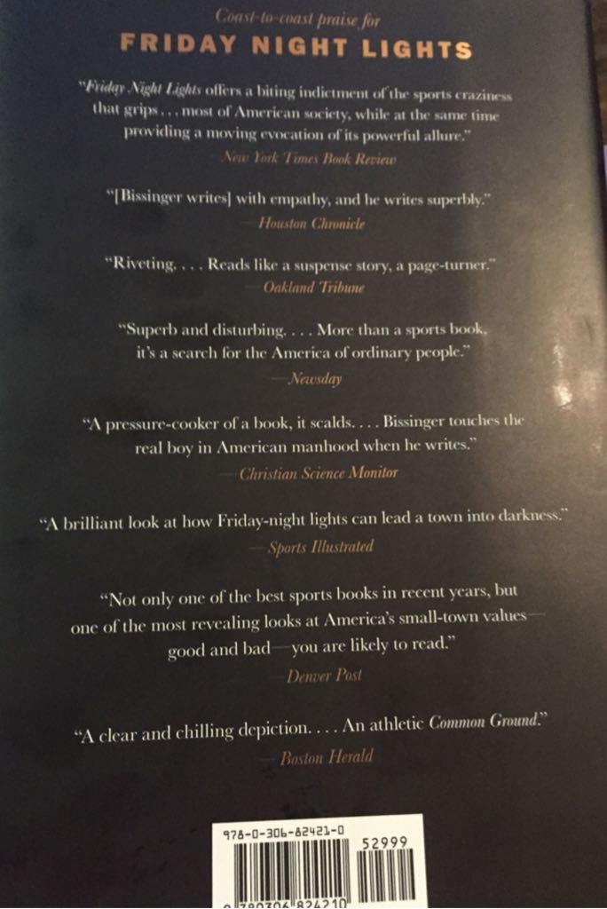 Friday Night Lights - H G Bissinger (Da Capo Press - Hardcover) book collectible [Barcode 9780306824210] - Main Image 2