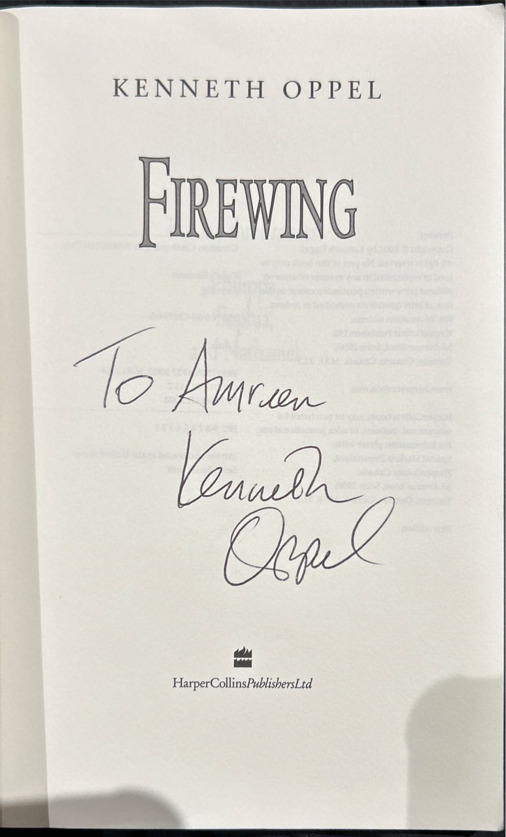 Firewing - Kenneth Oppel (HarperCollins - Paperback) book collectible [Barcode 9780006391944] - Main Image 2