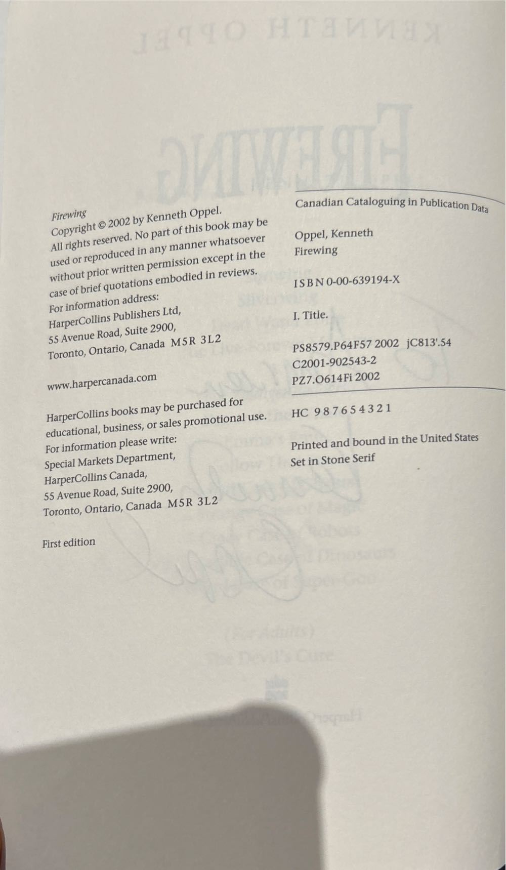 Firewing - Kenneth Oppel (HarperCollins - Paperback) book collectible [Barcode 9780006391944] - Main Image 3