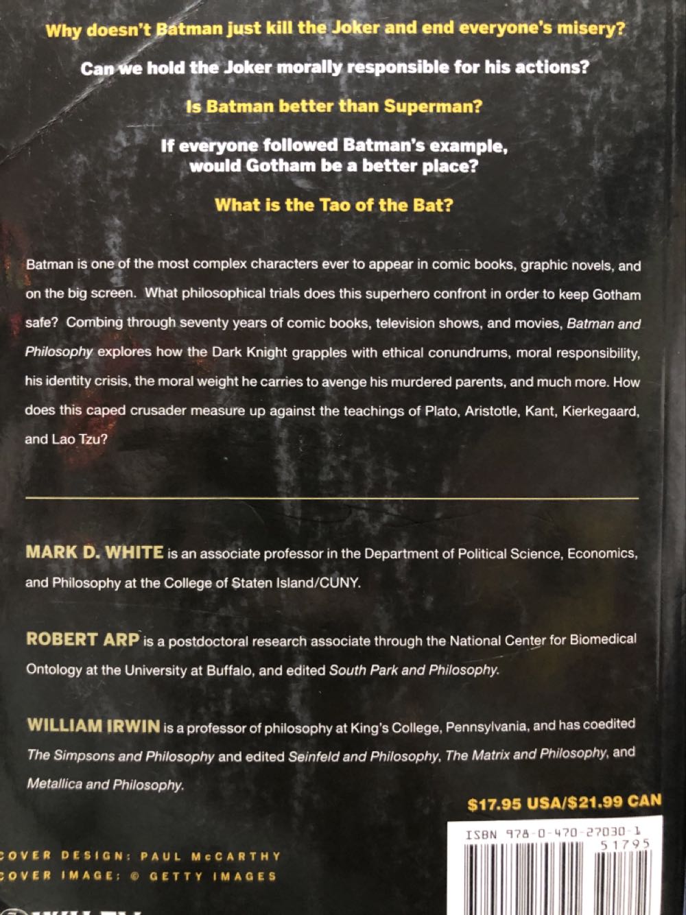 Batman and Philosophy - Robert Arp (Wiley - Paperback) book collectible [Barcode 9780470270301] - Main Image 2