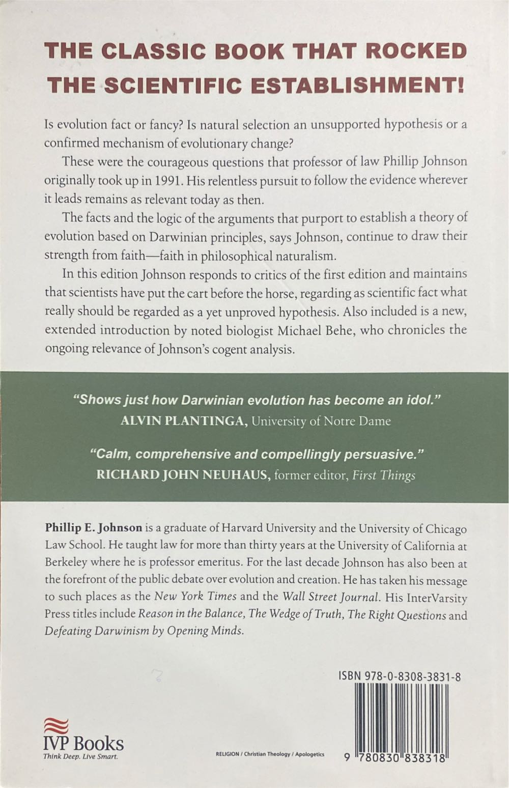 Darwin on Trial - Phillip E. Johnson (IVP - Paperback) book collectible [Barcode 9780830838318] - Main Image 2