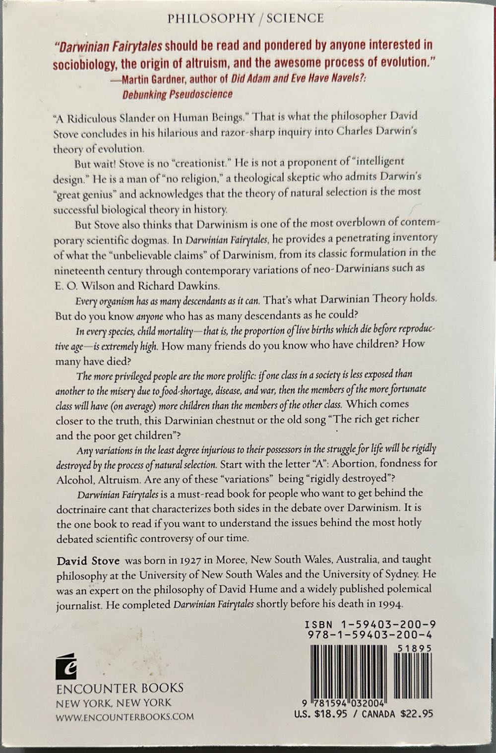 Darwinian Fairytales: Selfish Genes, Errors of Heredity, and Other Fab - Stove David (Paperback) book collectible [Barcode 9781594032004] - Main Image 2
