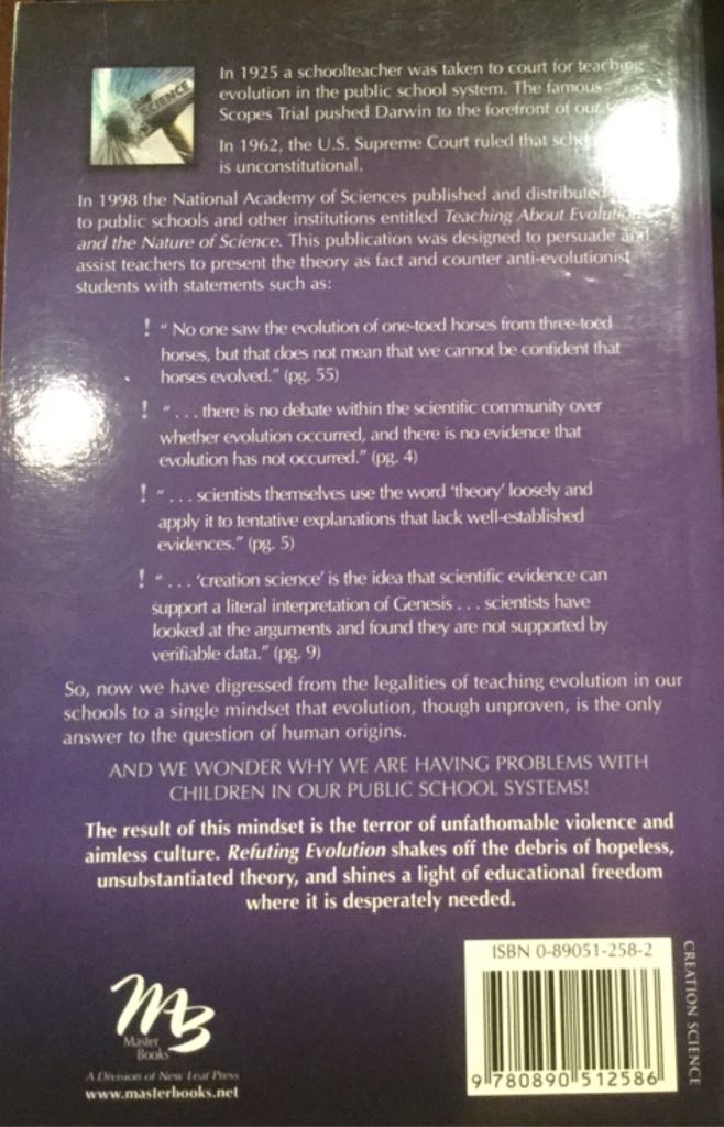 Refuting Evolution: A Handbook for Students, Parents, and Teachers Countering the Latest Arguments for Evolution - Jonathan Sarfati (Master Books - Paperback) book collectible [Barcode 9780890512586] - Main Image 2