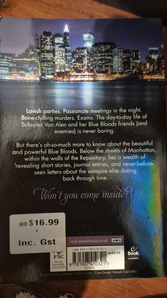 Blue Bloods: 4.5  Keys To The Repository - Melissa De La Cruz (Atom Books - Paperback) book collectible [Barcode 9781907410321] - Main Image 3
