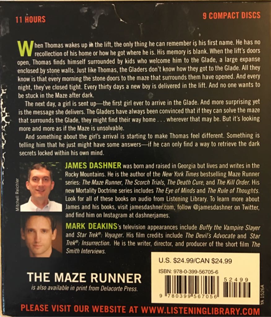 The Maze Runner - James Dashner (- Audiobook) book collectible [Barcode 9780399567056] - Main Image 2