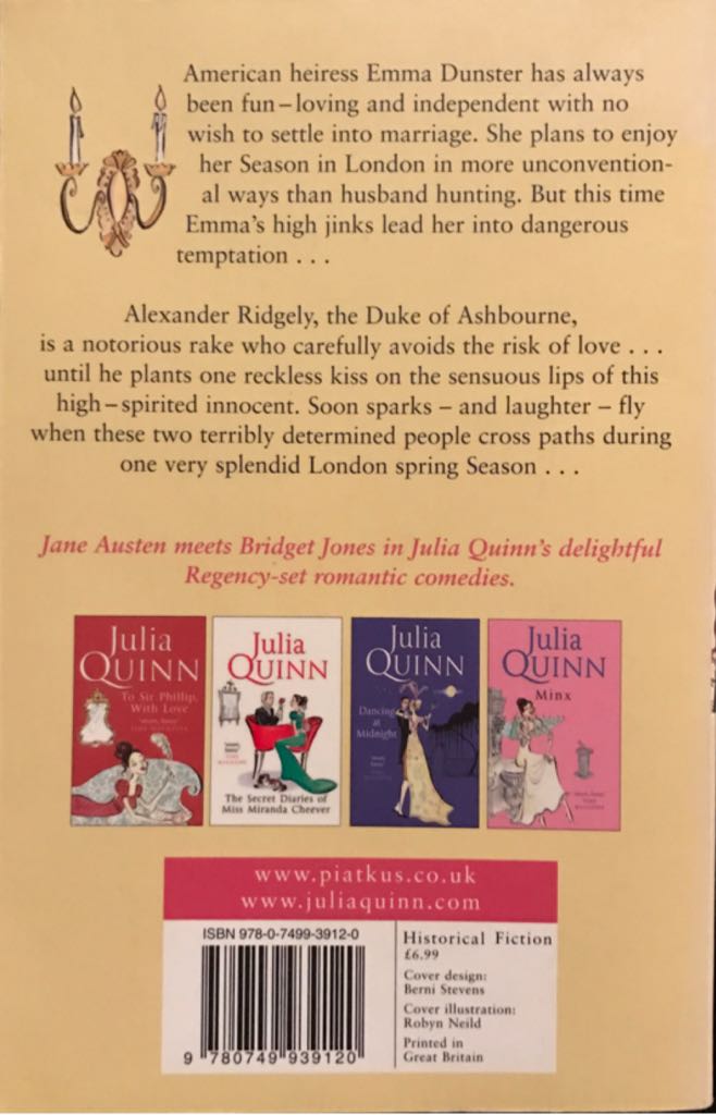 Splendid - Julia Quinn (Piatkus - Paperback) book collectible [Barcode 9780749939120] - Main Image 2