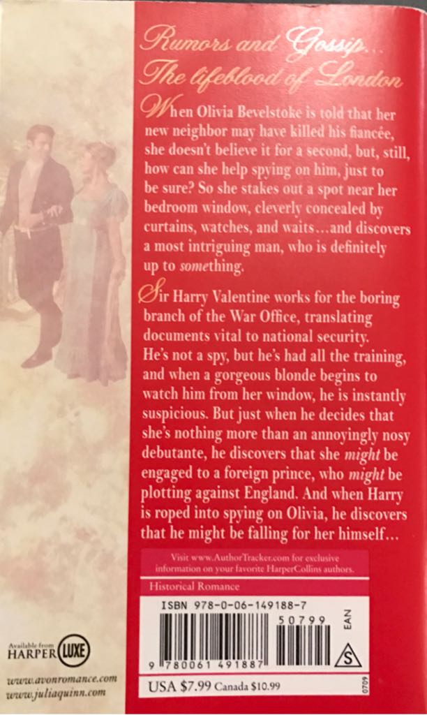 Bevelstoke #2 What Happens In London - Julia Quinn (Avon Books - Paperback) book collectible [Barcode 9780061491887] - Main Image 2