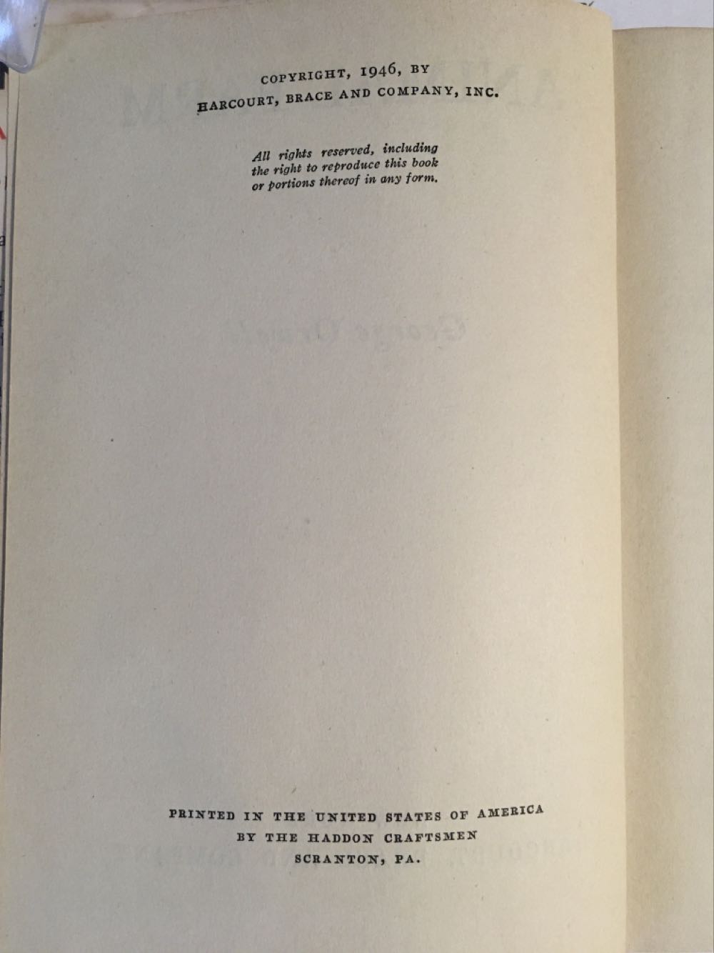 Animal Farm - George Orwell (Harcourt, Brace and Company - Hardcover) book collectible - Main Image 3