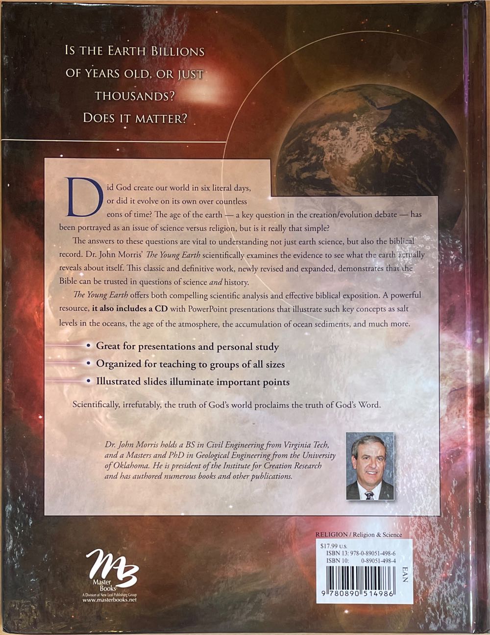 The Young Earth: The Real History of the Earth: Past, Present, and Future - John D. Morris (Master Books - Hardcover) book collectible [Barcode 9780890514986] - Main Image 2
