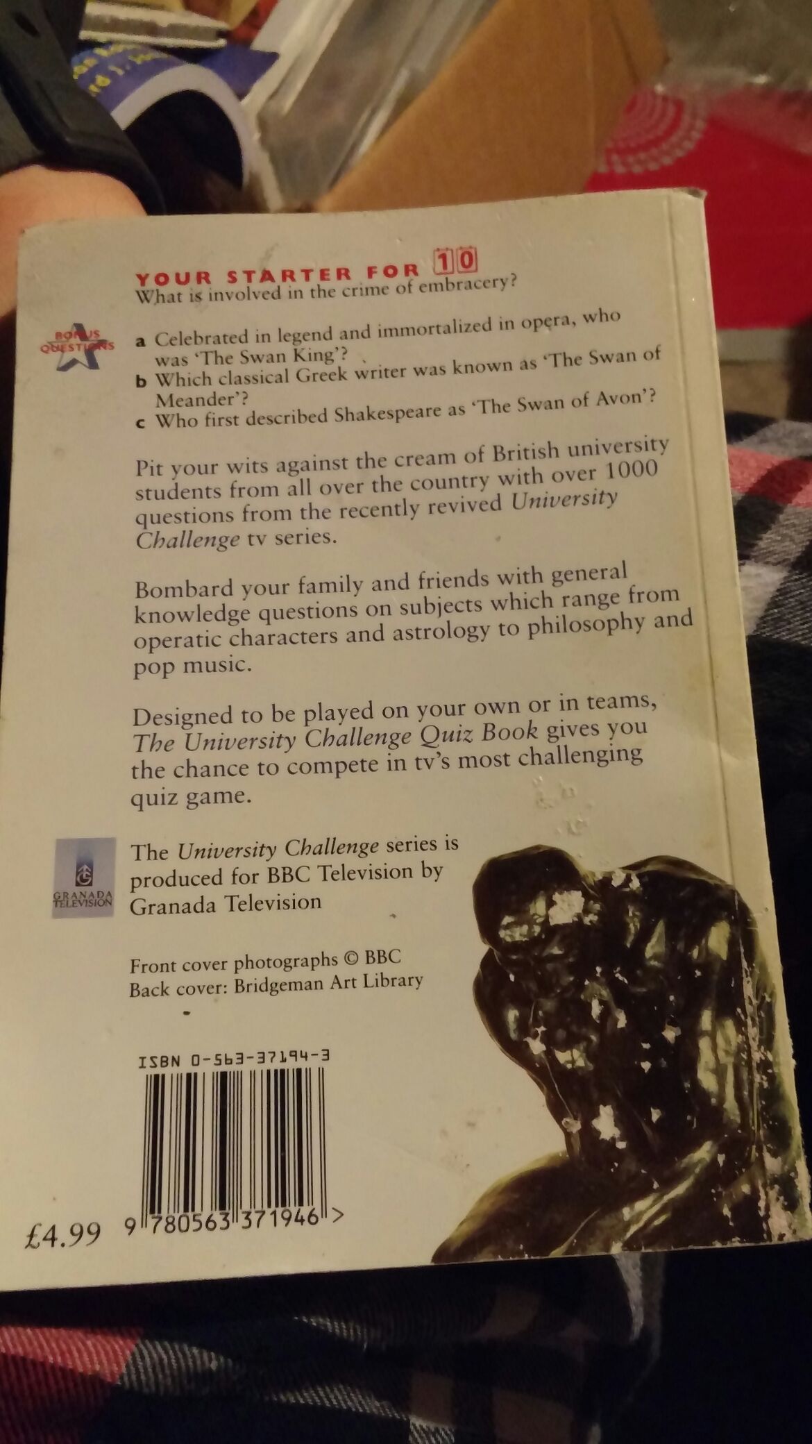 The University Challenge Quiz Book - None (BBC Books - Paperback) book collectible [Barcode 9780563371946] - Main Image 2