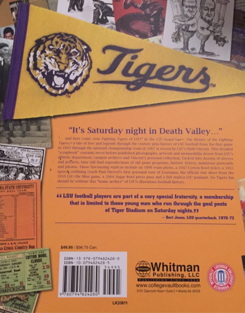 LSU Football Vault: The History of the Fighting Tigers  (Whitman Publishing, LLC - Hardcover) book collectible [Barcode 9780794824280] - Main Image 2