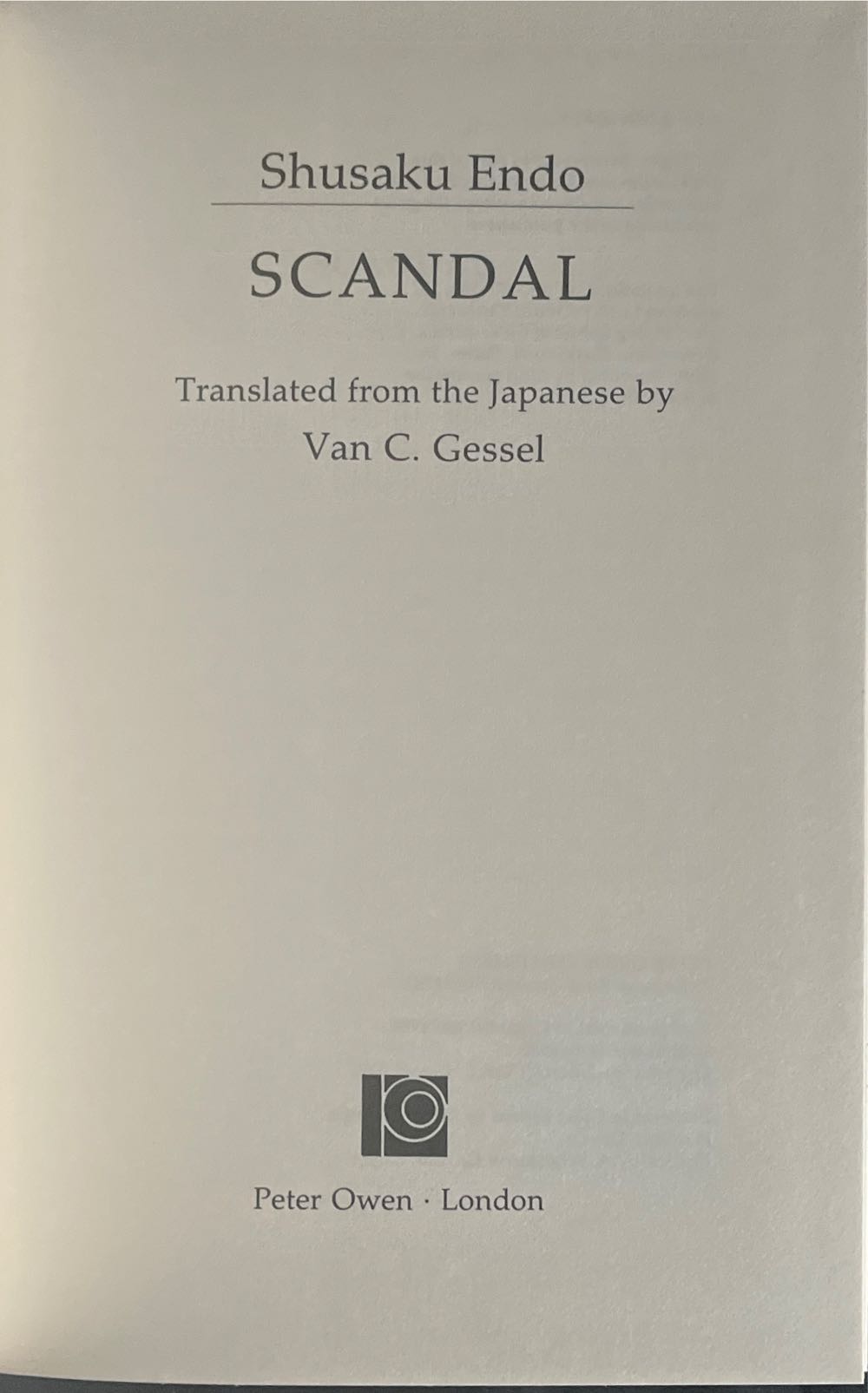 Scandal - Shusaku Endo (Peter Owen Limited - Hardcover) book collectible [Barcode 9780720606829] - Main Image 4