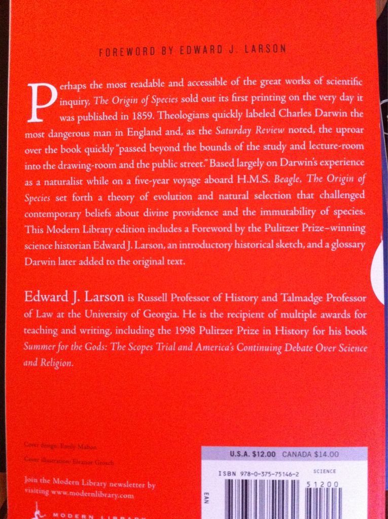 The Origin of Species (Modern Library Series) - Charles Darwin (A Modern Library Book - Paperback) book collectible [Barcode 9780375751462] - Main Image 2
