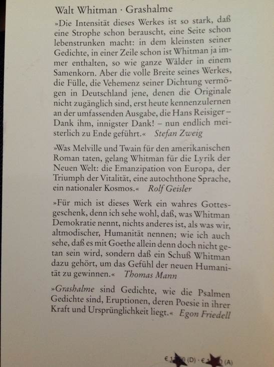 Grashalme - Whitman, Walt book collectible [Barcode 9783257213515] - Main Image 2