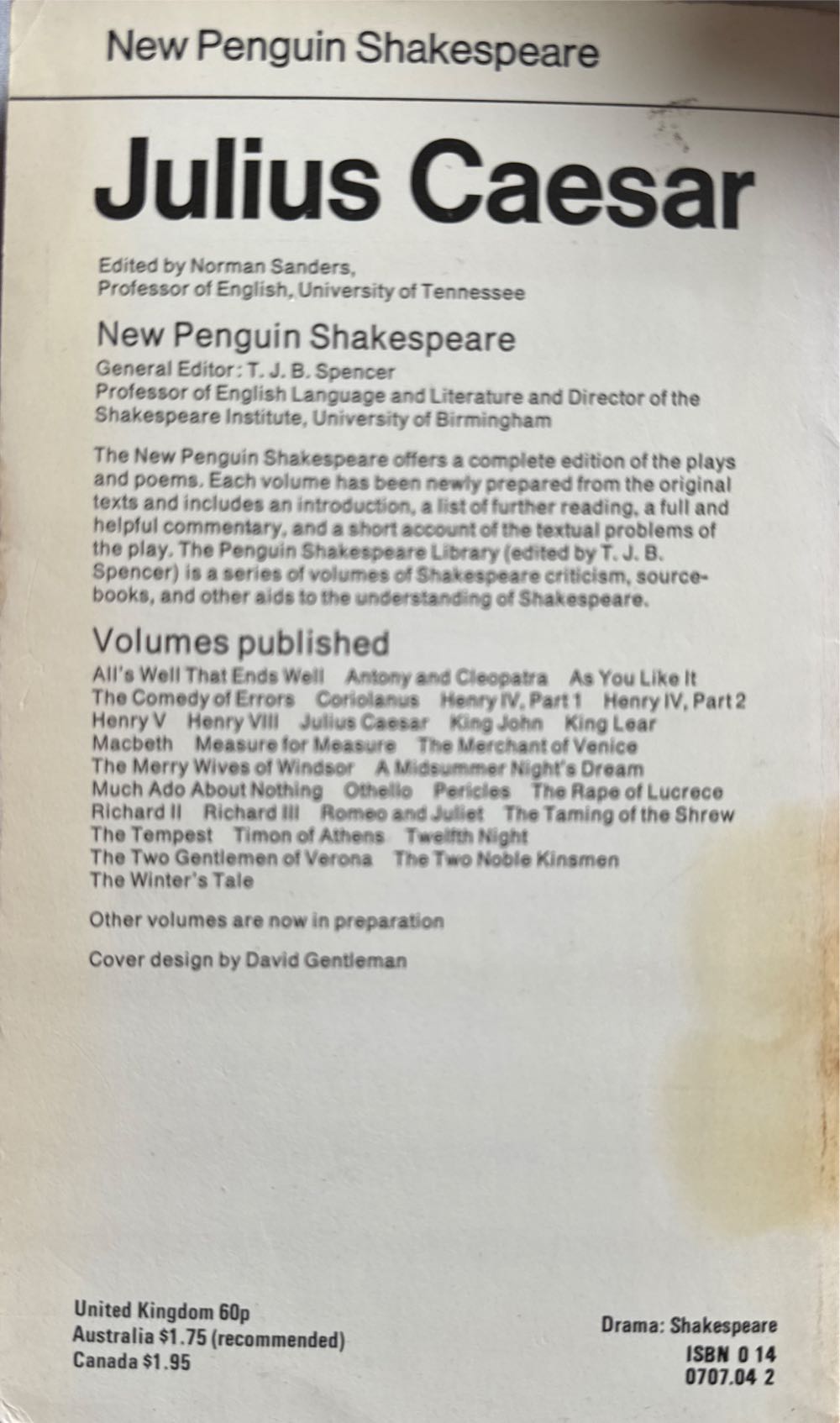 Julius Caesar - William Shakespeare (The New Penguin Shakespeare - Paperback) book collectible [Barcode 9780140707045] - Main Image 2