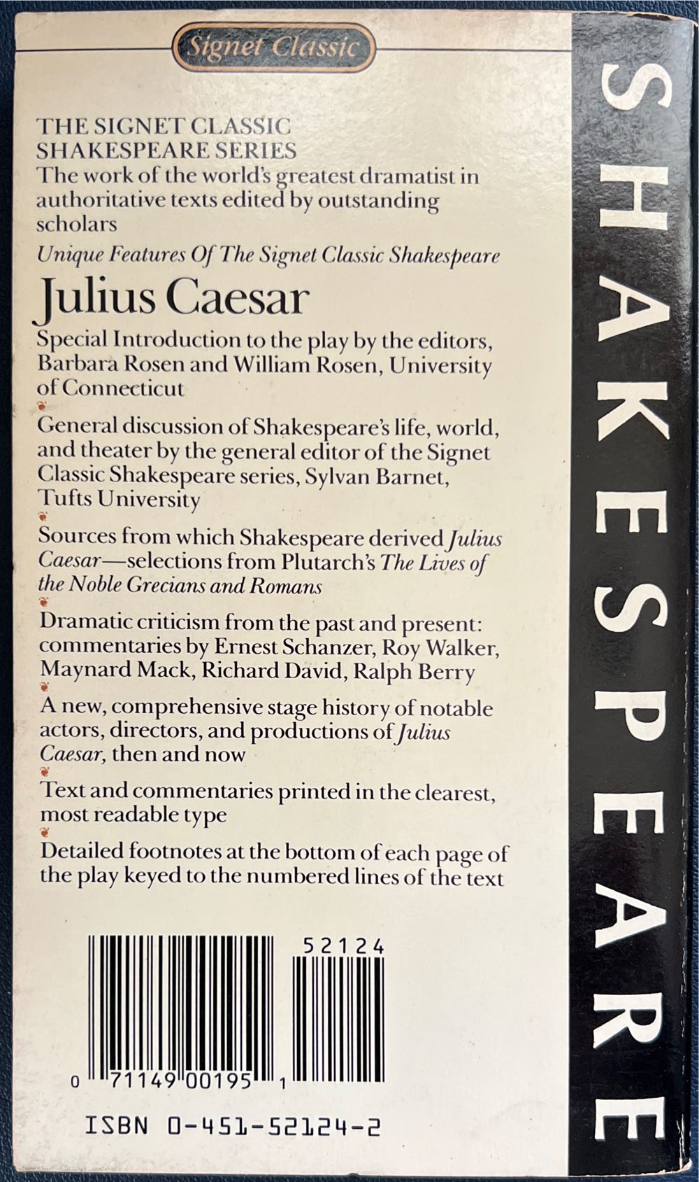 Julius Caesar - William Shakespeare (A Signet Classic - Paperback) book collectible [Barcode 9780451521248] - Main Image 2