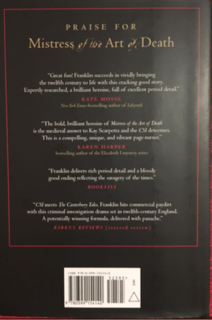 Mistress Of The Art Of Death - Ariana Franklin (Putnam Adult - Hardcover) book collectible [Barcode 9780399154140] - Main Image 2