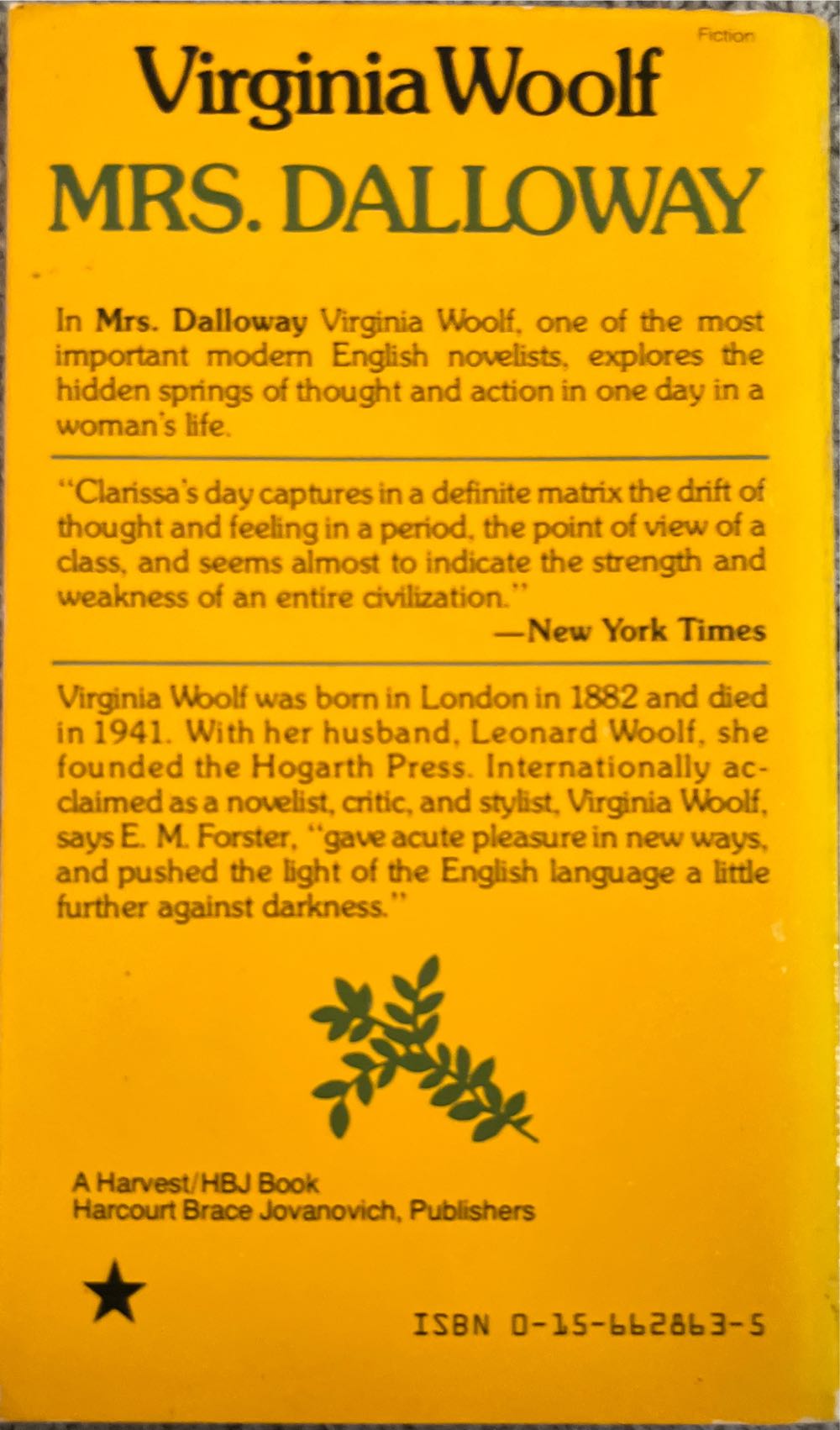 Mrs. Dalloway - Virginia Woolf (Harcourt, Brace & World - Paperback) book collectible [Barcode 9780156628631] - Main Image 2