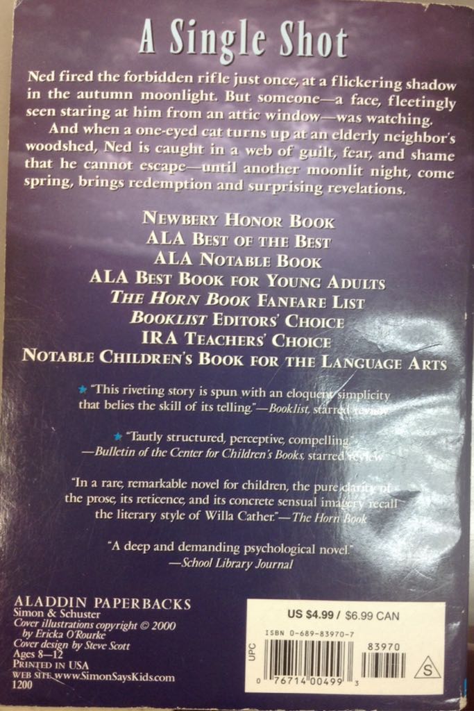 One-Eyed Cat - Paula Fox (Aladdin - Paperback) book collectible [Barcode 9780689839702] - Main Image 2