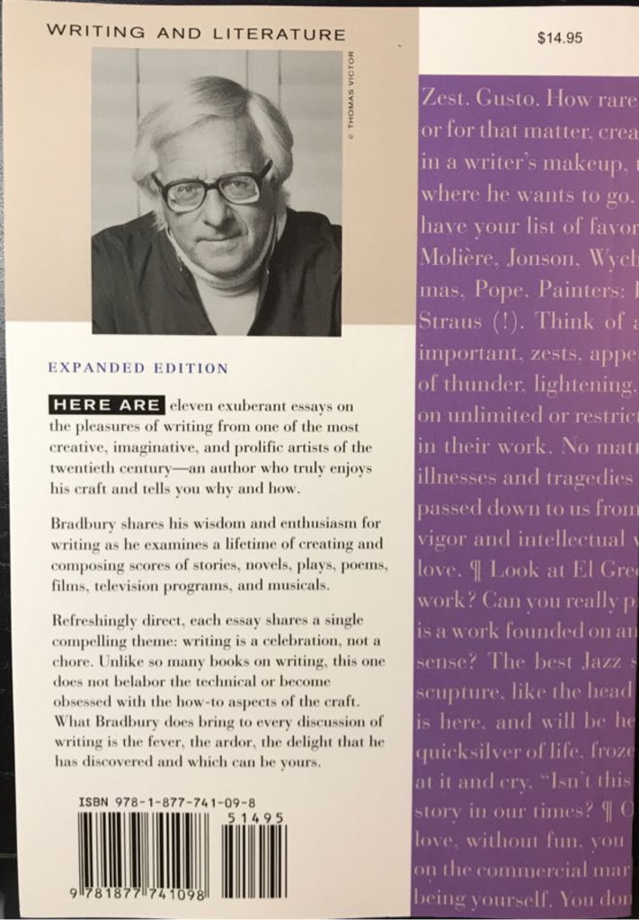 Zen in the Art of Writing - Ray Bradbury (Joshua O’Dell Editions - Paperback) book collectible [Barcode 9781877741098] - Main Image 2