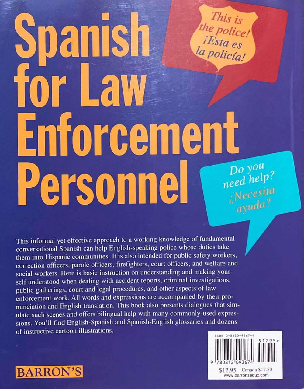 Spanish for Law Enforcement Personnel - William C. Harvey (Barron’s Educational Series - Paperback) book collectible [Barcode 9780812093674] - Main Image 2