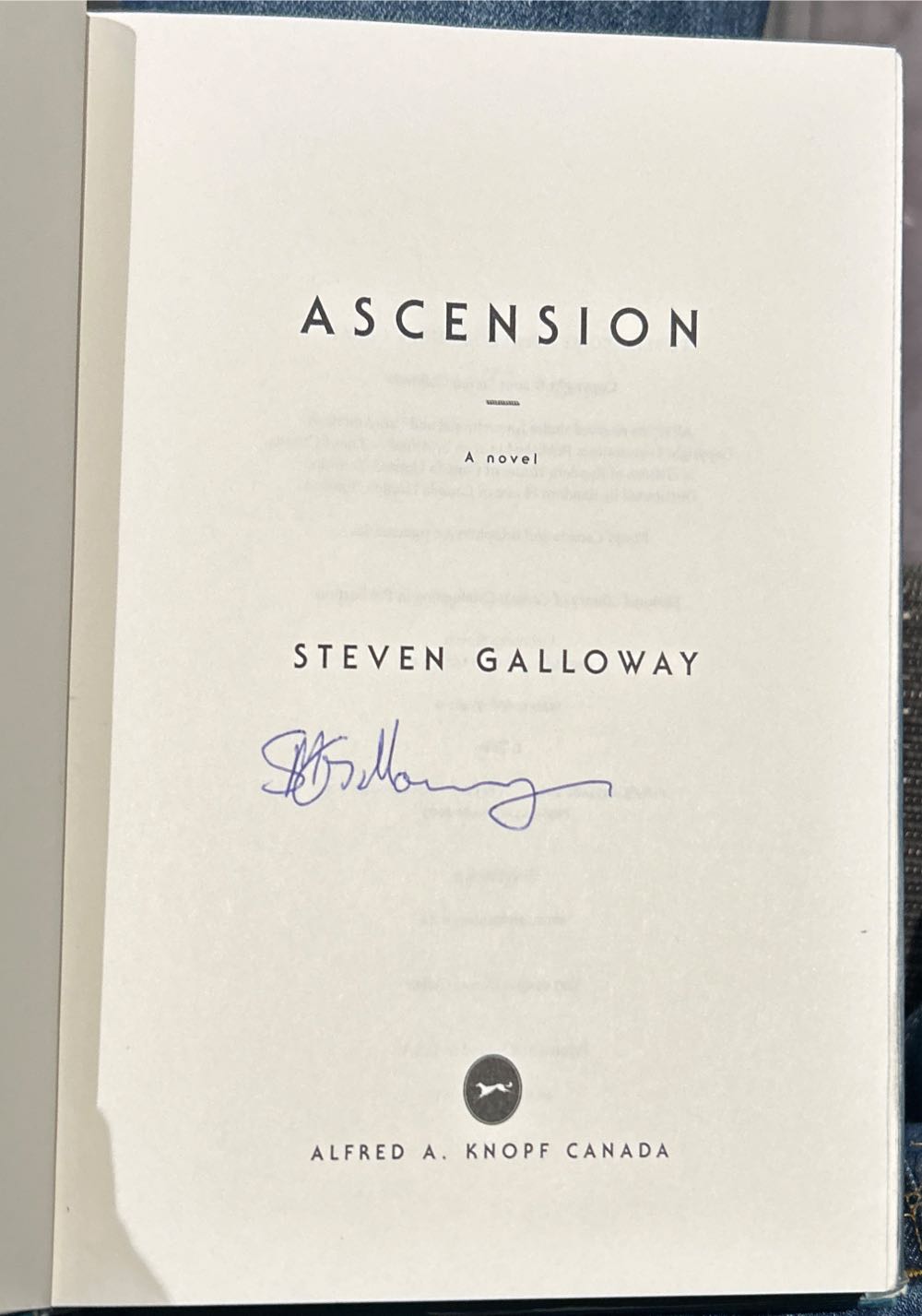 Ascension - Steven Galloway (Knopf Canada - Hardcover) book collectible [Barcode 9780676974614] - Main Image 3