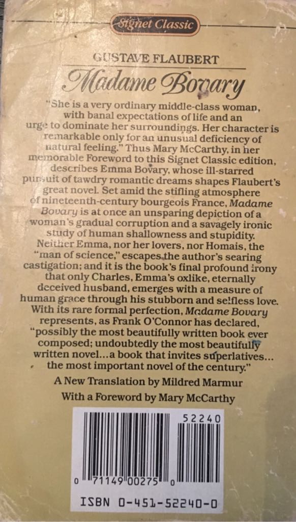 Madame Bovary - Flaubert, Gustave (Signet Classics) book collectible [Barcode 9780451522405] - Main Image 2