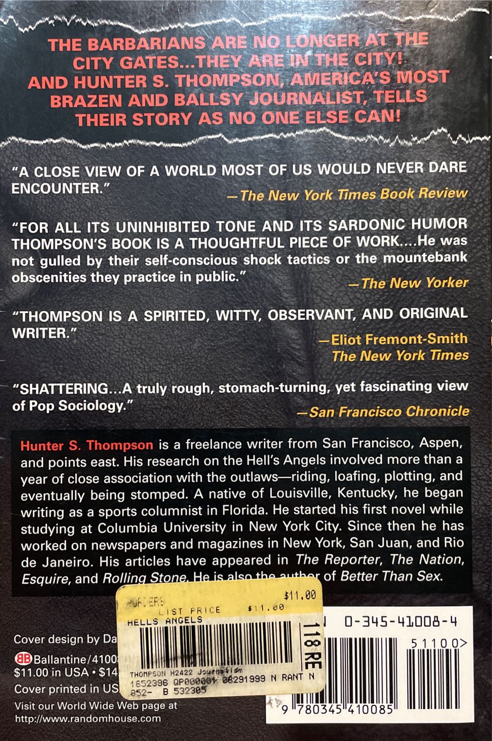 Hells Angels: A Strange and Terrible Saga - Hunter S. Thompson (- Paperback) book collectible [Barcode 9780345410085] - Main Image 2